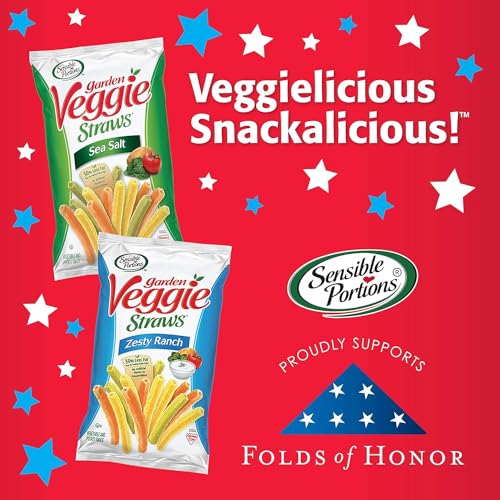 Sensible Portions Garden Veggie Straws, Cheddar Cheese, Snack Size, 1 Oz (Pack Of 24)