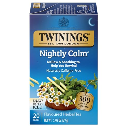 Twinings Nightly Calm Herbal Tea - Spearmint & Lemongrass, Caffeine-Free, 20 Count (Pack of 6)