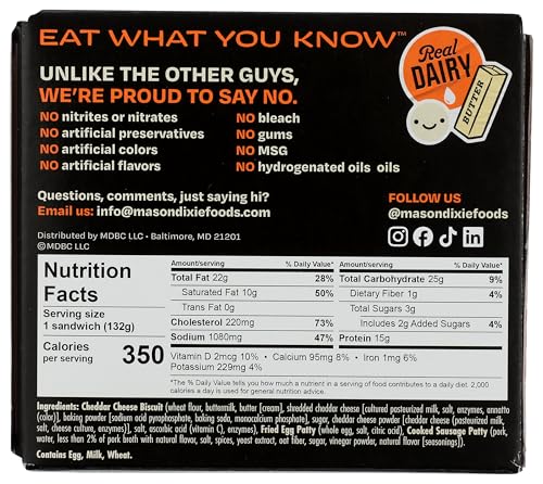 MASON DIXIE BISCUIT CO Cheddar Sausage Breakfast Sandwich, 4.7 OZ