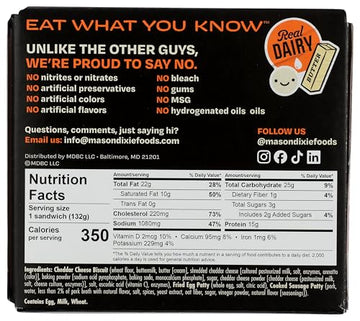 MASON DIXIE BISCUIT CO Cheddar Sausage Breakfast Sandwich, 4.7 OZ