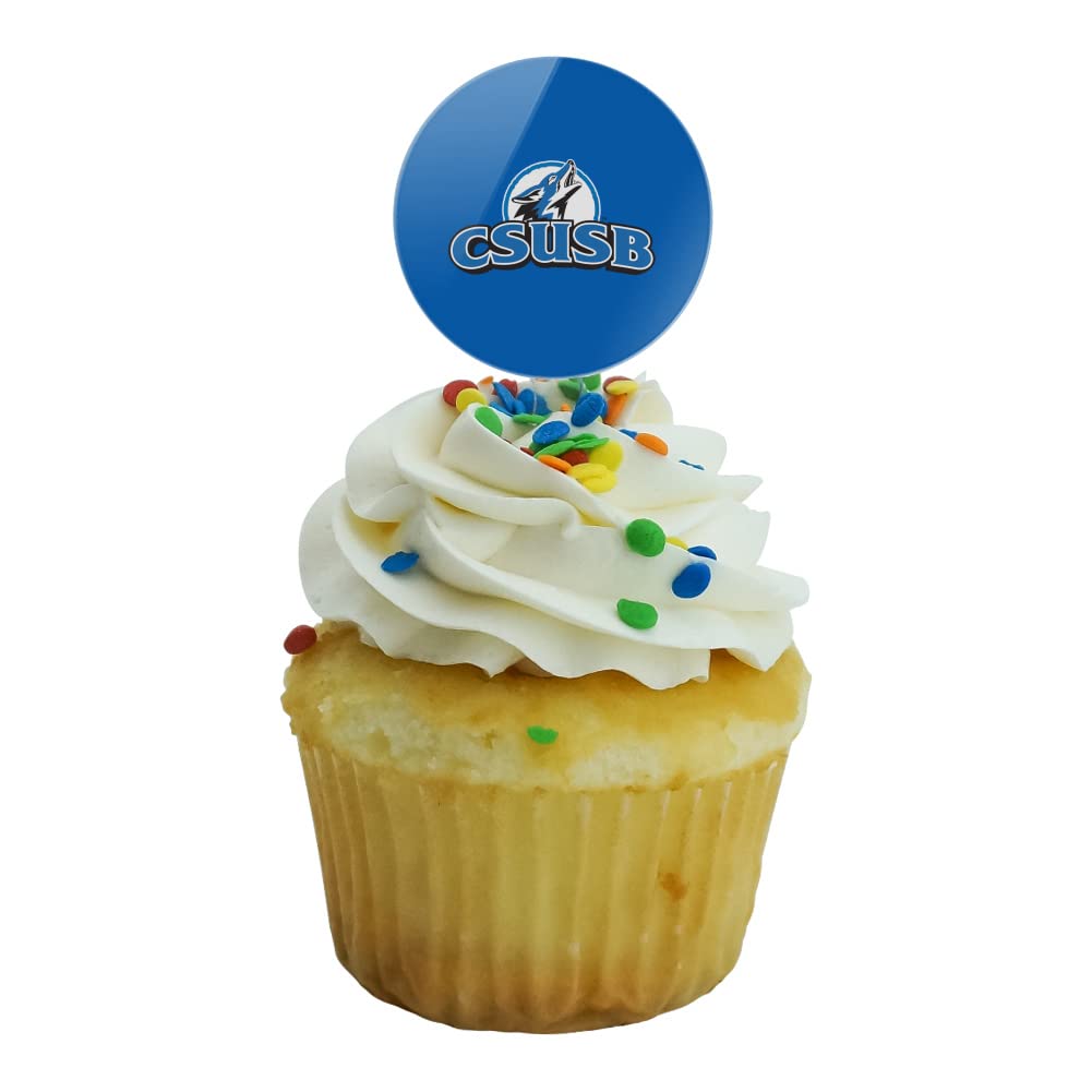 California State University San Bernardino Primary Logo Cupcake Picks Toppers Decoration Set Of 6