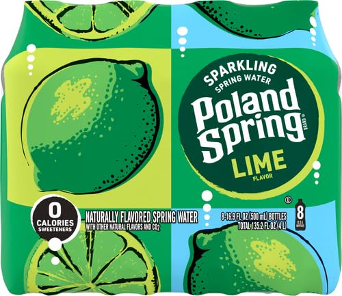 Poland Spring Sparkling Water, Zesty Lime, 16.9 oz. Bottles (8 Pack)