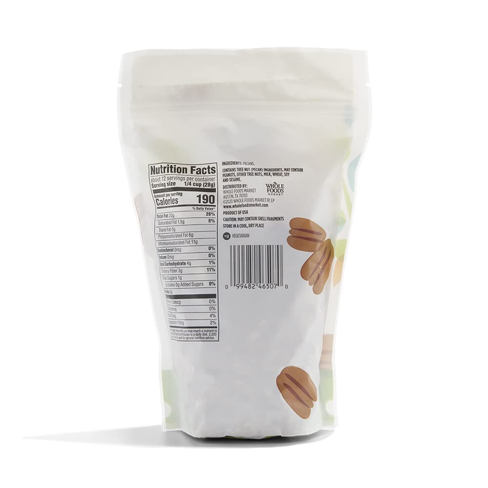 365 by Whole Foods Market Pecan Halves, 12 Ounce - Premium Quality Nuts for Snacking and Baking