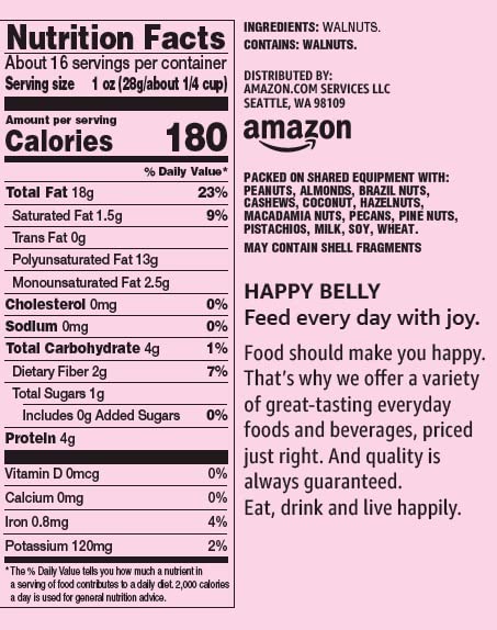 Happy Belly California Walnuts Halves and Pieces  16 ounce (Pack of 2)