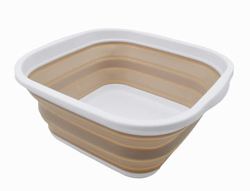 Sammart 55L (14 Gallons) Collapsible Tub - Foldable Dish Tub - Portable Washing Basin - Space Saving Plastic Washtub (Whitelatte