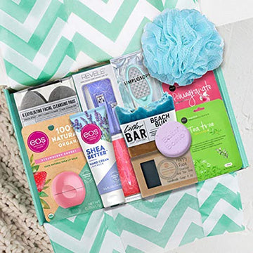The Care Crate Co. Womens Spa Day Gift Box - 11 Piece Set with Soaps, Manicure Set, Eos Hand Cream & Lip Balm