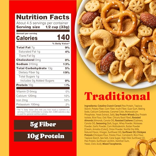 Catalina Crunch Protein Snack Mix - 10g Protein, 1g Sugar per Serving - Good Source of Fiber, Keto, Gluten Free - Traditional, 5