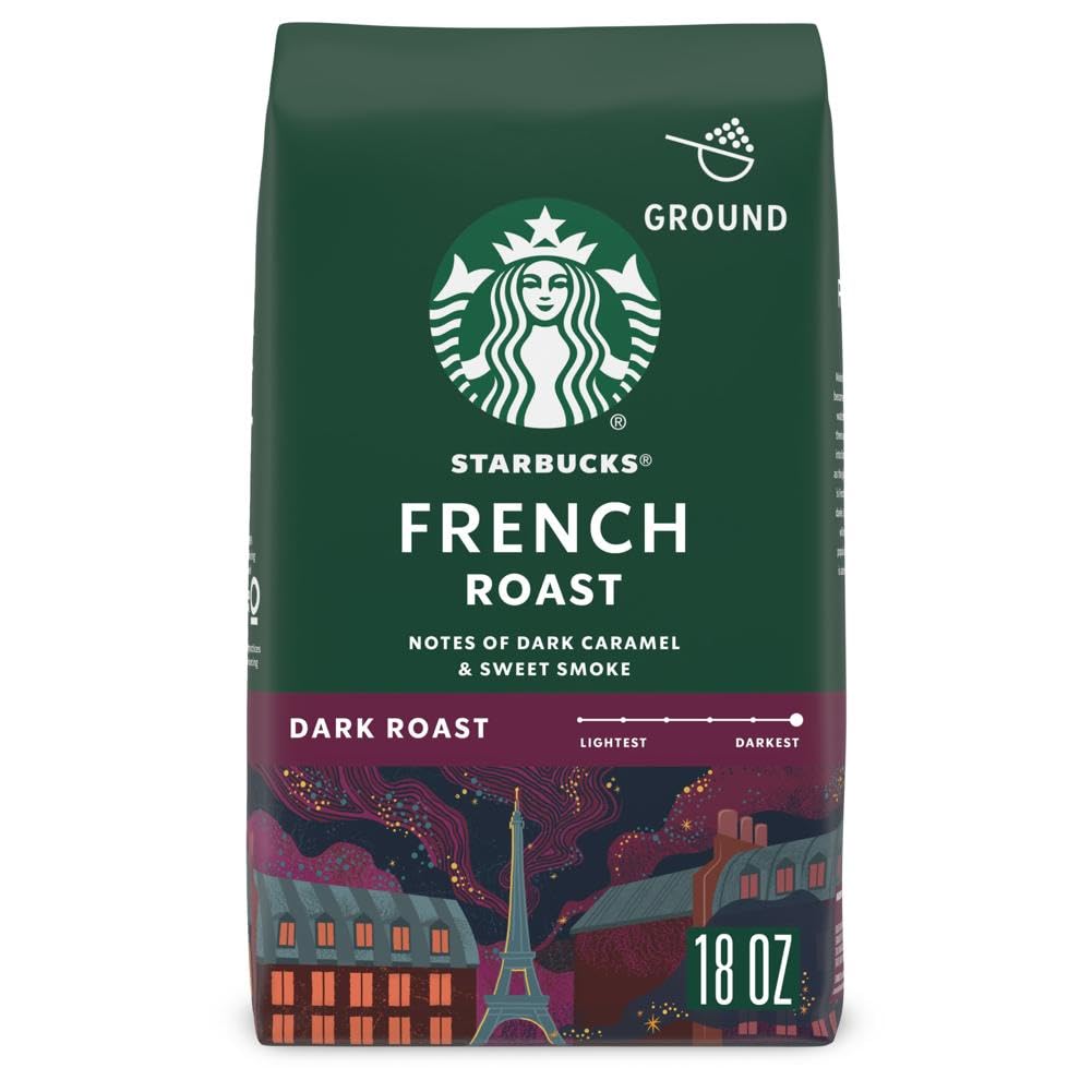 Starbucks Ground Coffee, Dark Roast Coffee, French Roast, 100% Arabica, 1 Bag (18 Oz)