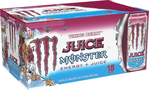 Monster Energy Juice Viking Berry - Energy + Juice Drink, 16oz (Pack of 15) - Refreshing Energy Boost and Delicious Flavor
