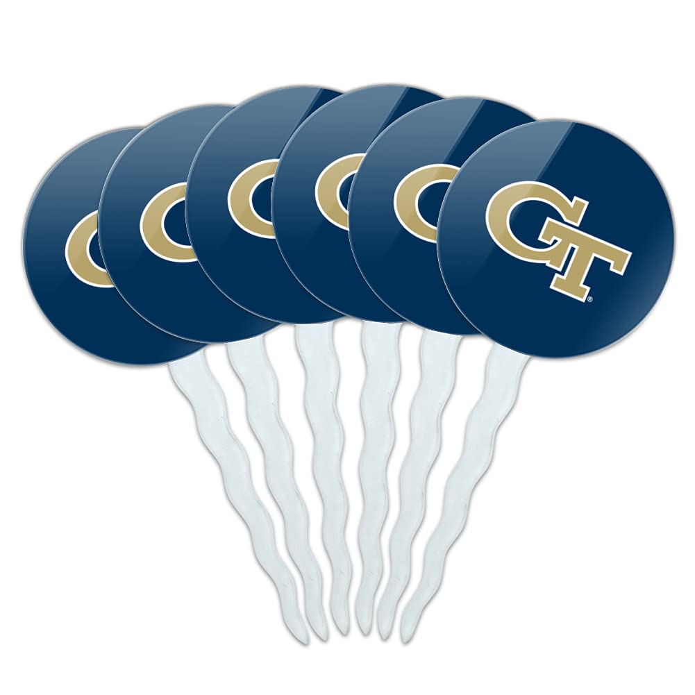 Georgia Tech Primary Logo Cupcake Picks Toppers Decoration Set of 6