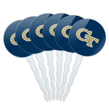 Georgia Tech Primary Logo Cupcake Picks Toppers Decoration Set of 6