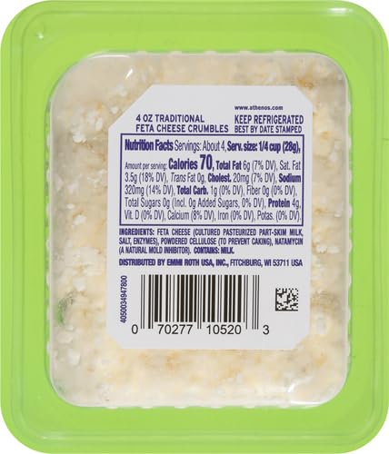 Athenos Traditional Crumbled Feta Cheese (4 oz Tub)