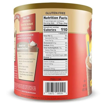Generic Mocha Cappuccino Instant Mix - 99% Caffeine Free - 4 lb Can (64 oz)