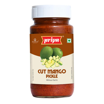 Priya Cut Mango Pickle Without Garlic, 300G - Authentic Telugu Style Aam Achar |Traditional South Indian Taste| Homemade Andhra 