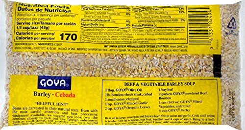 Goya Foods Barley, Dry, 16 Ounce, Pack of 24, 1 Pound Total Weight, Model 041331024945