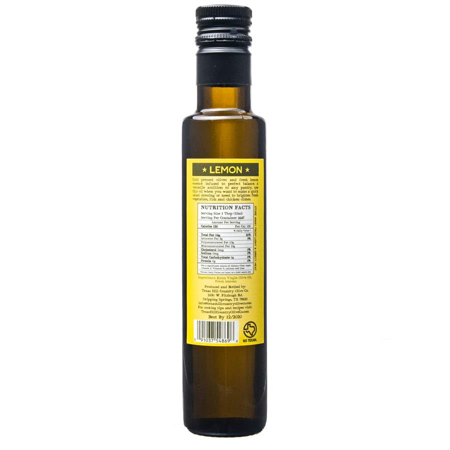 Texas Hill Country Olive Co Lemon Infused Olive Oil - Cold Pressed Gourmet EVOO - 8.5 oz (2 Pack)