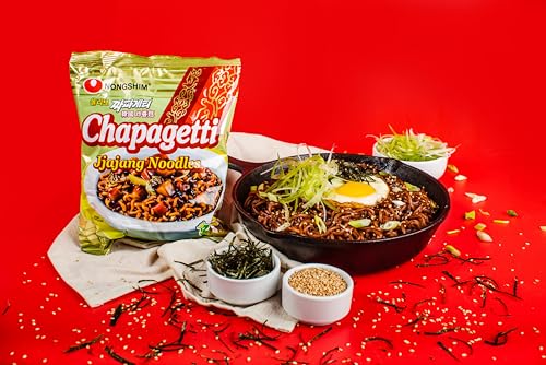 Nongshim Chapagetti 1 pack, Savory Jajang Noodles, Dried Vegetable Flakes, Ramyun Noodles with Sauce Mix