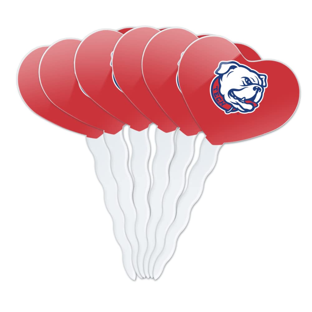 GRAPHICS & MORE Cupcake Picks Set of 6 - Acrylic Heart Toppers - Louisiana Tech University - One Size