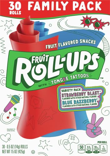 Fruit Roll-Ups Fruit Flavored Snacks, Variety Pack, 15 Oz, 30 Ct