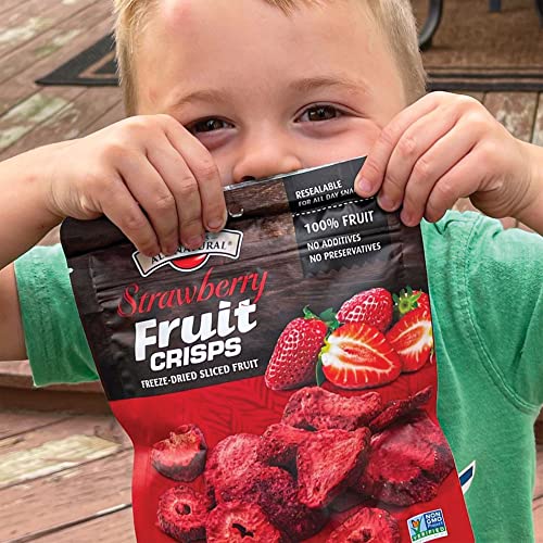 Brothers All Natural Freeze Dried Fruit Crisps, Strawberry, 1 Oz (Pack of 8), Made with 100% Fruit, Gluten Free, Soy Free, Vegan