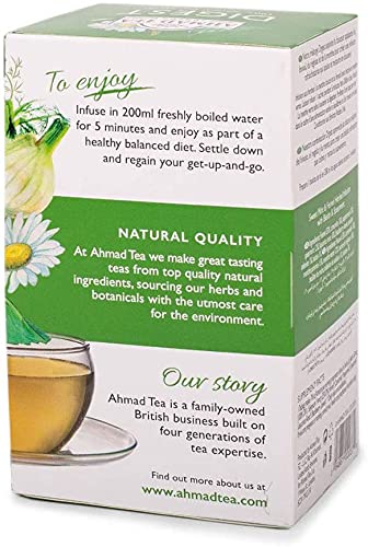 Ahmad Tea Herbal Tea, Sweet Mint, Fennel & Biotin 'Digest' Natural Benefits Teabags, 20 Ct (Pack Of 1) - Decaffeinated & Sugar-F