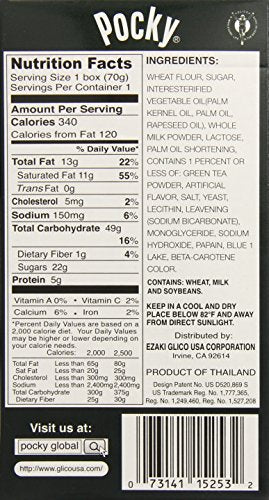 Glico Pocky Biscuit Sticks, Matcha Green Tea, 2.47 Ounce, Model FD05J00297, Green