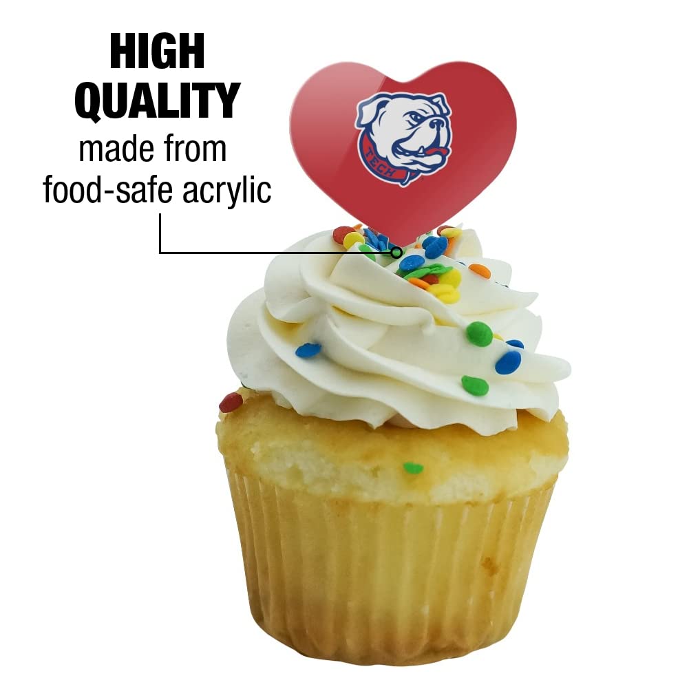 GRAPHICS & MORE Cupcake Picks Set of 6 - Acrylic Heart Toppers - Louisiana Tech University - One Size