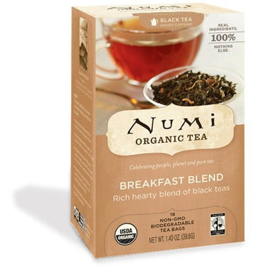 Numi Organic Breakfast Blend Black Tea (18 Non-GMO Bioegradable Tea Bags) (Pack of 4)4