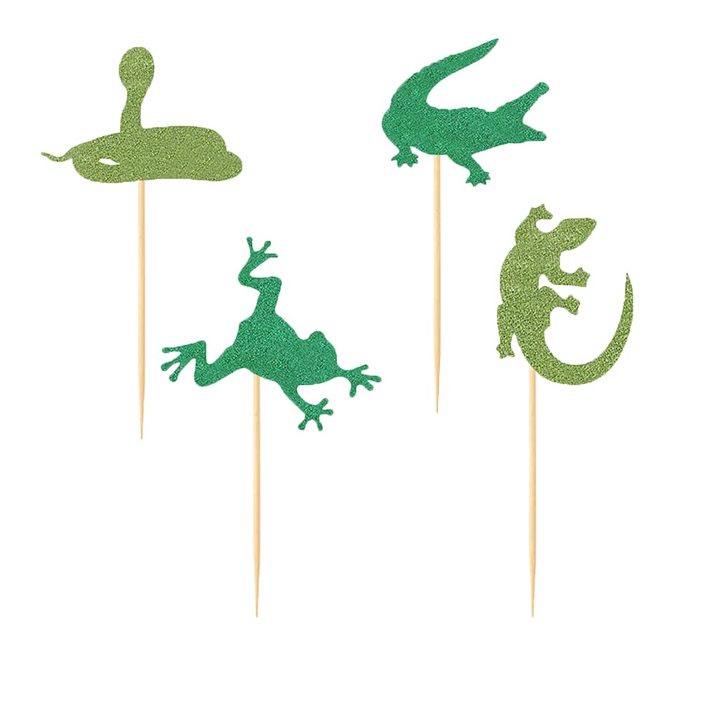 36 Pcs Baby Party Cupcake Toppers Snake Gecko Frog Crocodile Theme Party Cake Insert Mgpferd