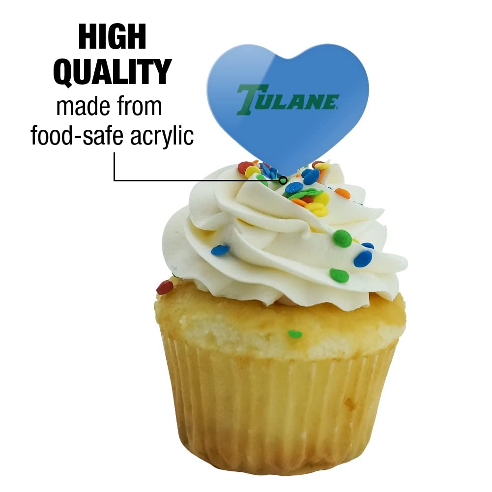 GRAPHICS & MORE Cupcake Toppers Set of 6, Acrylic, Tulane University Heart Design, One Size