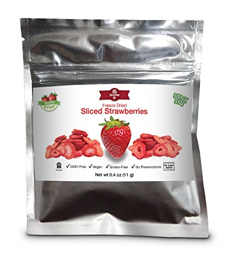 Biotree Labs Freeze Dried Sliced Strawberries - Pack Of 0.4 Oz, 100% Natural Sliced Fruit, Great For Healthy Snacks, Cereal Topp