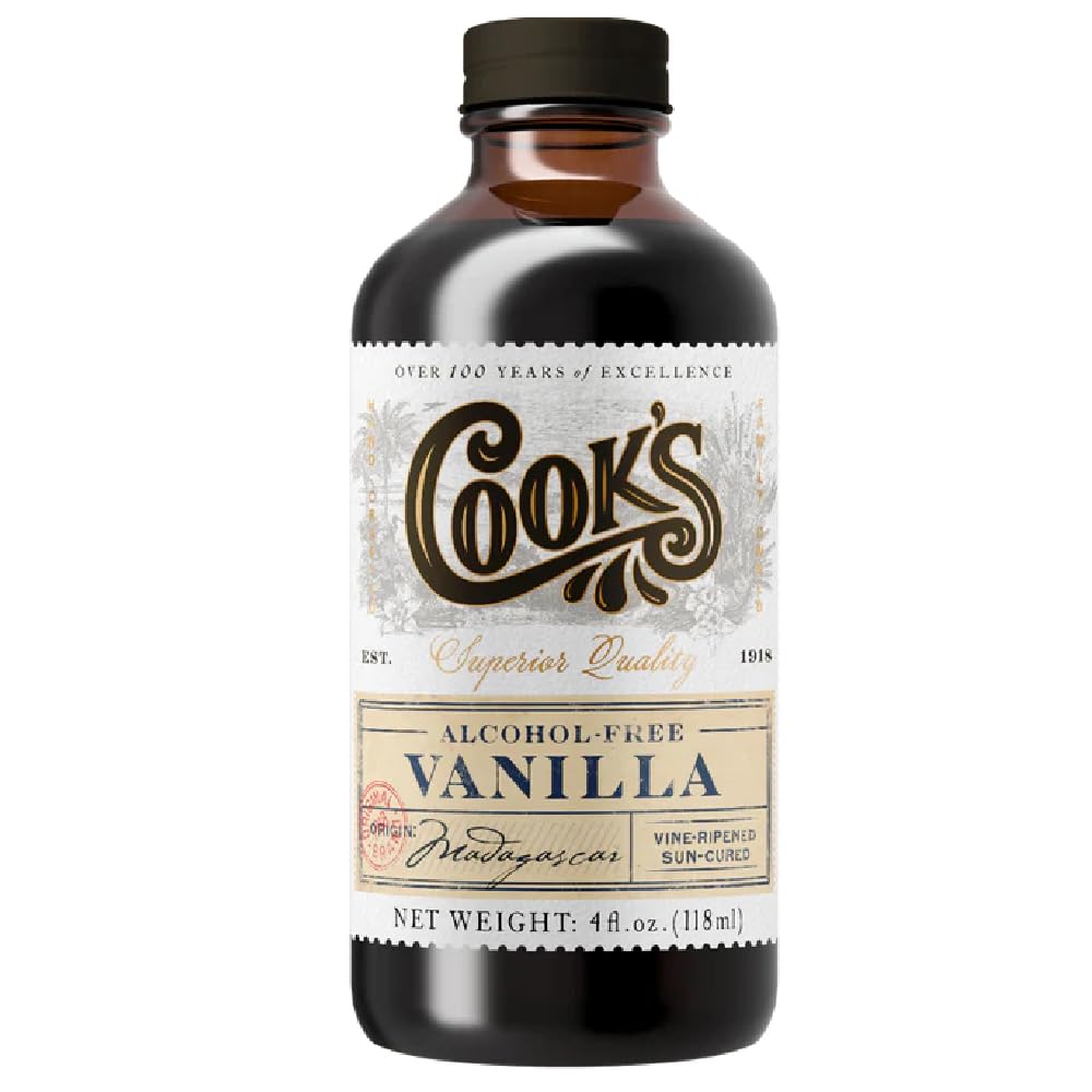 COOKS Alcohol Free Pure Vanilla Extract for Cooking and Baking, 4oz