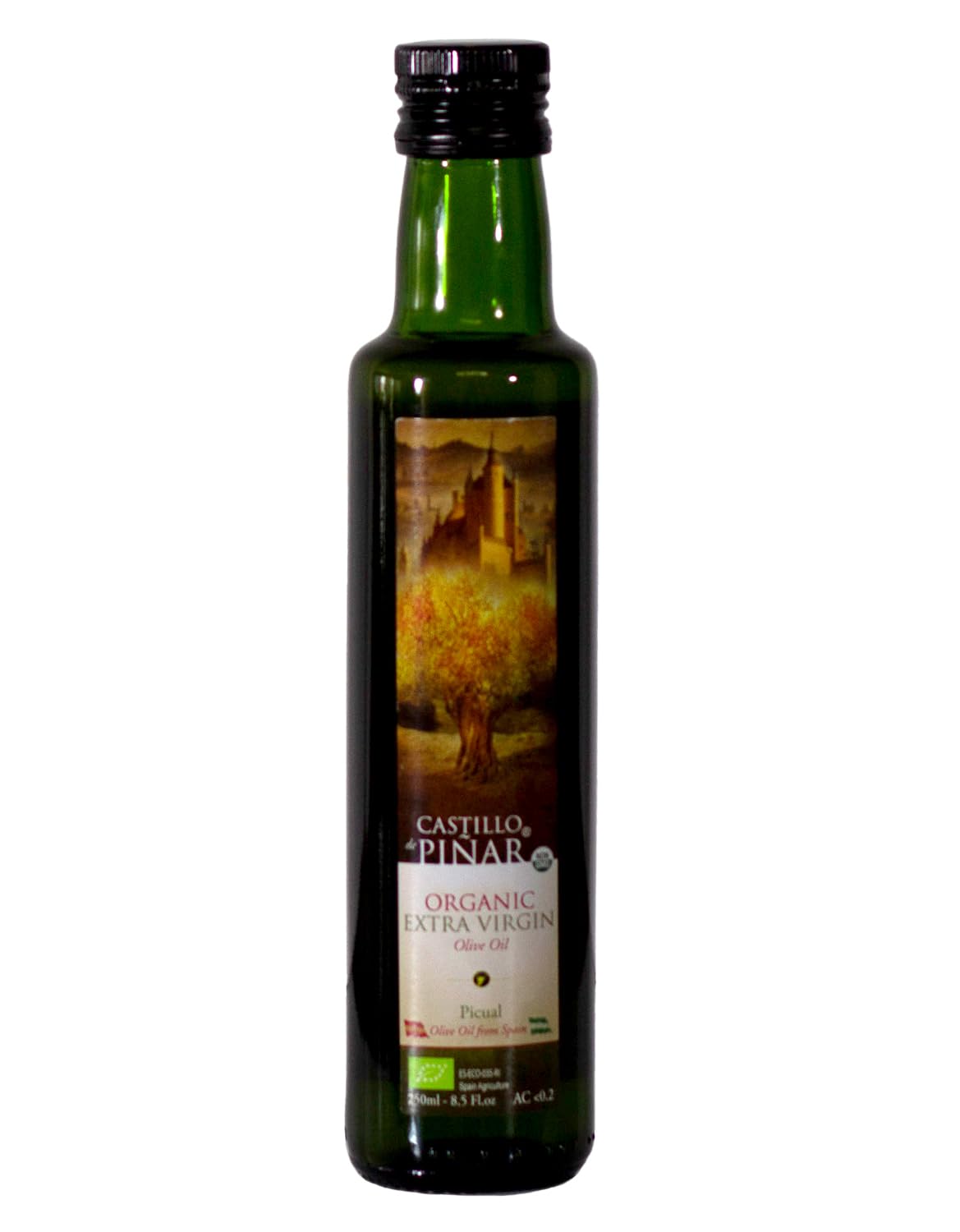 Castillo De Pinar Organic Extra Virgin Olive Oil, First Cold Pressed, 250ml, USDA Organic, NON-GMO