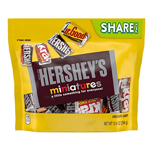 HERSHEYS Miniatures Assorted Milk and Dark chocolate Snack Size Easter candy Bars Share Pack 10.4 oz