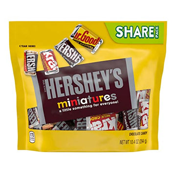 HERSHEYS Miniatures Assorted Milk and Dark chocolate Snack Size Easter candy Bars Share Pack 10.4 oz