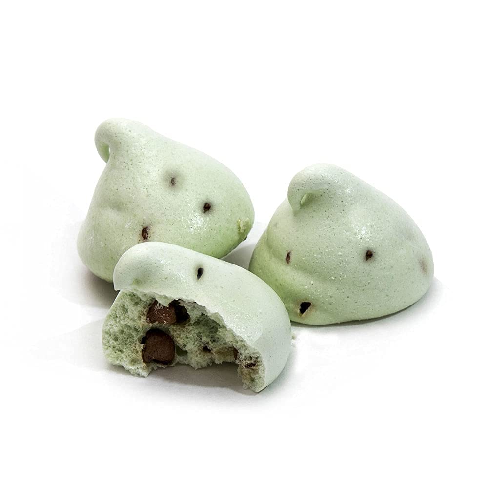 Krunchy Melts - Original Meringue Cookies - Mint Chocolate Chip Flavor - Fat Free - Gluten Free - Nut Free - 90 Calories Per Serving - Low Calorie Snack - Sweet Treats - 4 Oz
