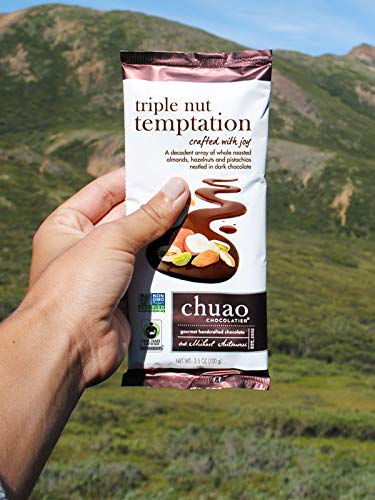 Chuao Chocolatier Triple Nut Temptation Gourmet Dark Chocolate Bars | For Gift Baskets, Birthday, Thank You, Care Package| 3 Pack, 2.8 Oz Each
