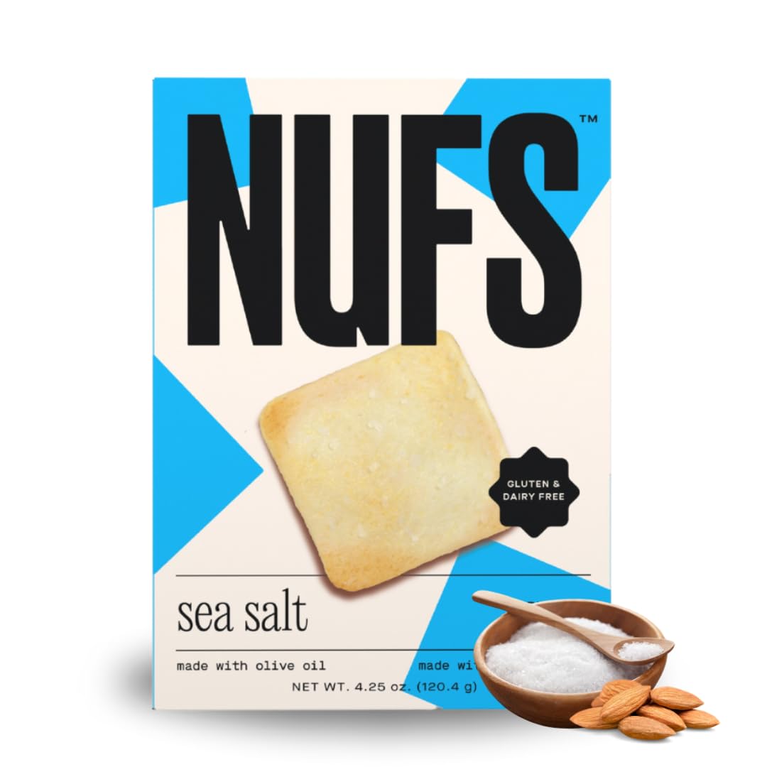 NUFS Sea Salt Crackers - Gluten Free, Dairy Free, No Seed Oils - Delicious healthy snacks, 4.25 oz (Pack of 6)