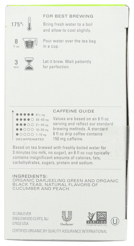 Tazo Teas, Organic, Green Tea, Peachy Green Flavored, 20 Filterbags, 1.4 Oz (40 G) - 2Pc