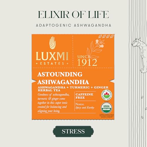 Luxmi Estates Astounding Ashwagandha Root Tea 15 Tea Bags (30Gm) Pack | Certified Usda Organic Herbal Eco-Conscious Tea Bags For
