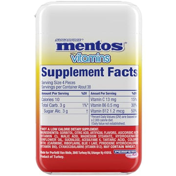 Mentos Vitamin Sugarfree Hard Mints, 150Pc, Cool Fruity Mix, (Pack Of 4 Bottles)