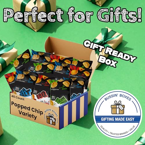 Popped Chip Snack Pack - 40 Count Bulk Box of Individually Wrapped Popped-Style Chips (0.8 oz Each) - Assembled by Bussin Boxes