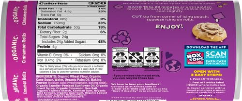 Annies Organic Cinnamon Rolls with Icing, Refrigerated Dough, 5 Rolls, 17.5 oz