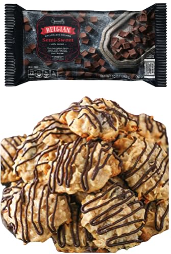 Gourmet Baking Morsel Chips 10-12 Oz Butterscotch, White, Semi-Sweet, Dark, Belgian Enhanced Chocolate Chips Includes ( 2 Bags ) Choose Flavor (Belgian Semi-Sweet 10Oz)