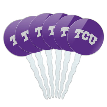 TCU Primary Logo Cupcake Picks Toppers Decoration Set of 6