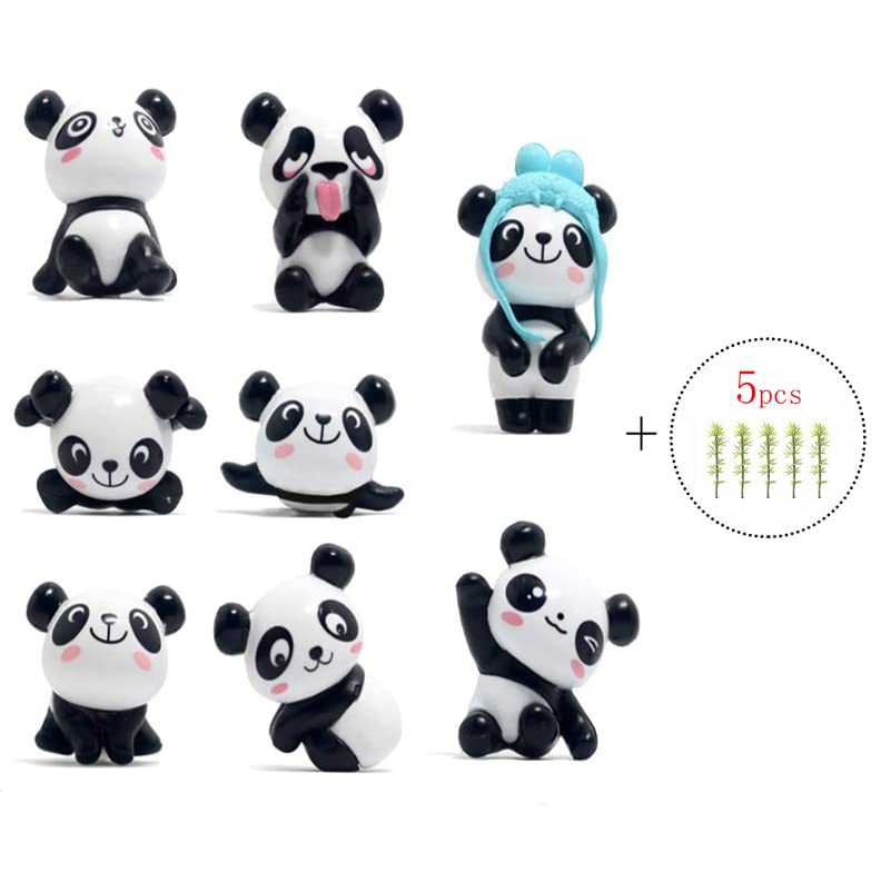 Panda Cake Topper Set Cute Panda Figures Cute Panda Characters Toys Mini Figure Collection Playset For Panda Theme Party Supplie