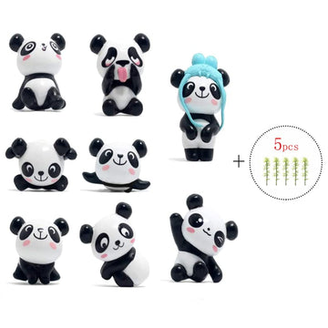 Panda Cake Topper Set Cute Panda Figures Cute Panda Characters Toys Mini Figure Collection Playset For Panda Theme Party Supplie