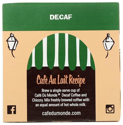 Cafe Du Monde Decaf Coffee and Chicory Single Serve Cups, Box of 12, 58.8 oz