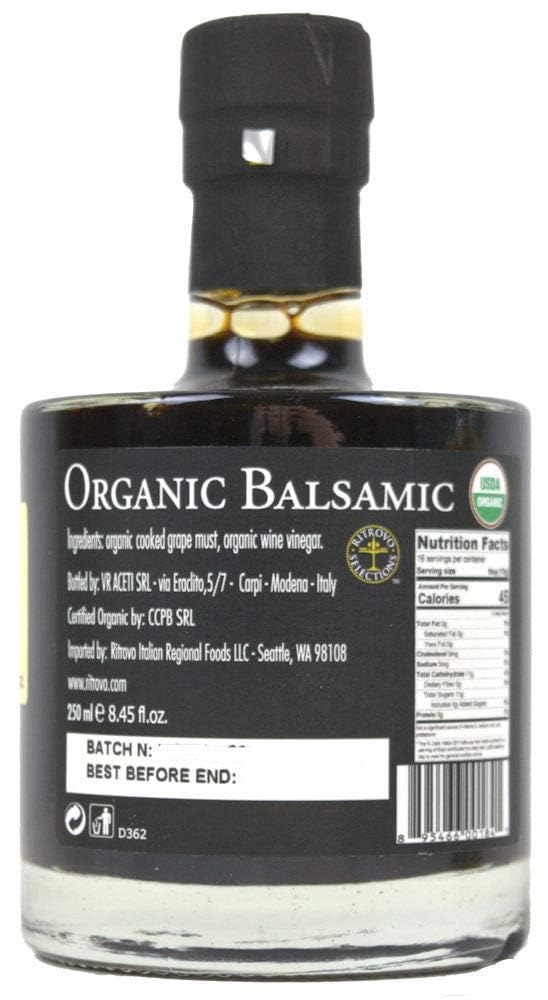 Ritrovo Organic Balsamic Vinegar, 8.45 oz, 8.5 Fl Oz (Pack of 1)