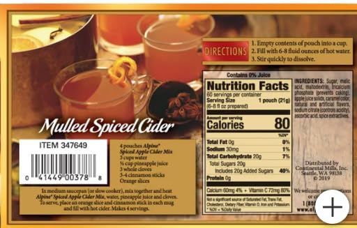Guong Alpine Spiced Apple Cider Drink Mix, Original, 0.74 oz, 120 Count